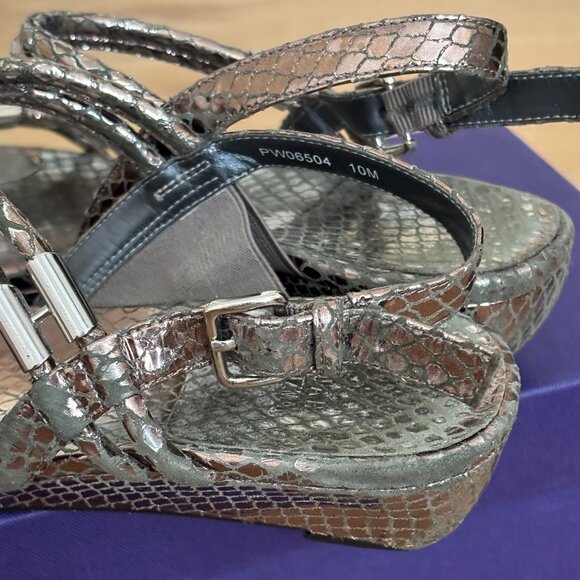 Stuart Weitzman Snake Embossed Leather Sandal - Picture 9 of 15